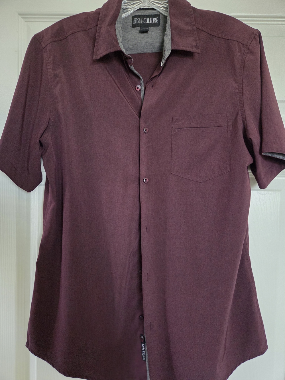 Subculture Men’s Short-Sleeve Button-Down Shirt in Burgundy